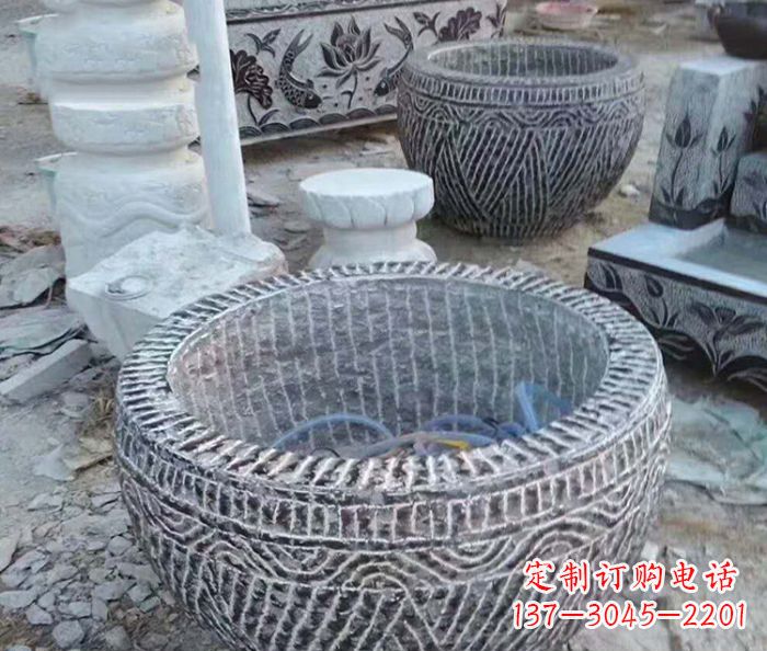 大连仿古招财水缸石雕