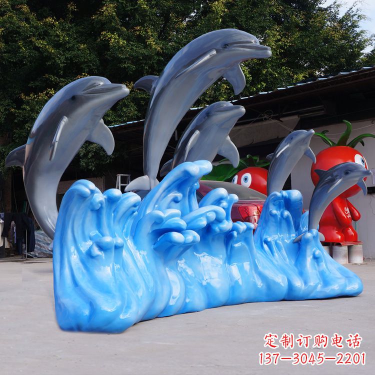 大连艺术精美的海豚玻璃钢雕塑
