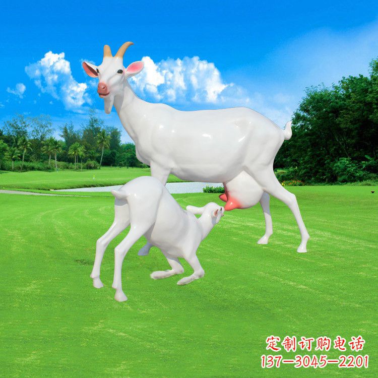 大连仿真羊羔羊跪乳玻璃钢雕塑