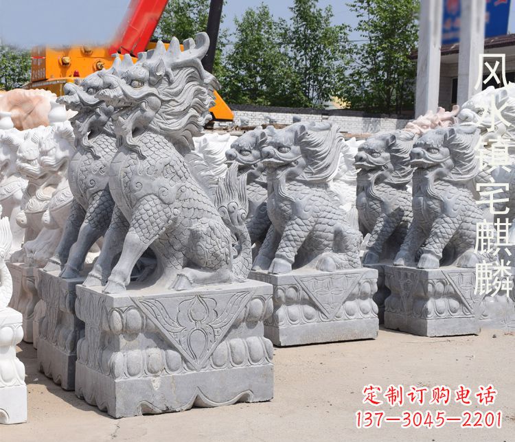 大连精雕细琢的麒麟石雕