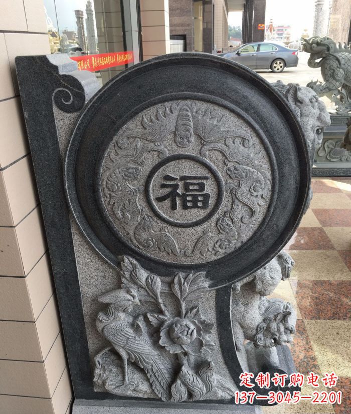 大连福字抱鼓石招财石门墩