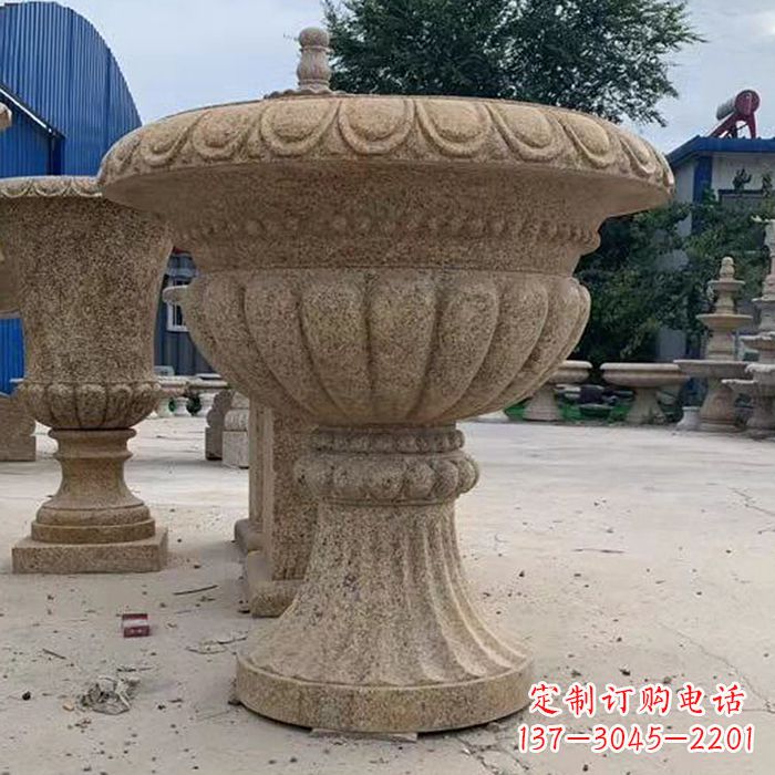 大连优雅高墩欧式石雕花盆