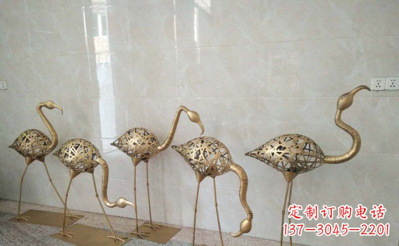 大连不锈钢抽象火烈鸟动物雕塑