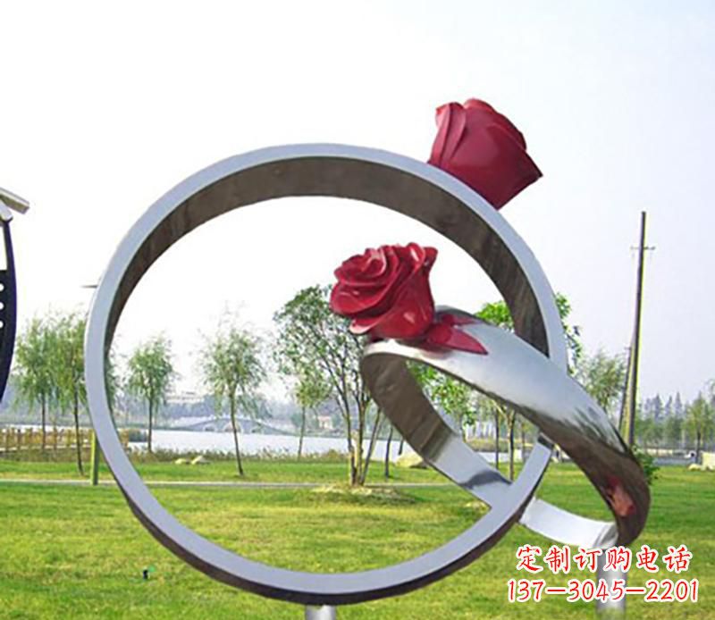 大连不锈钢景观婚戒雕塑
