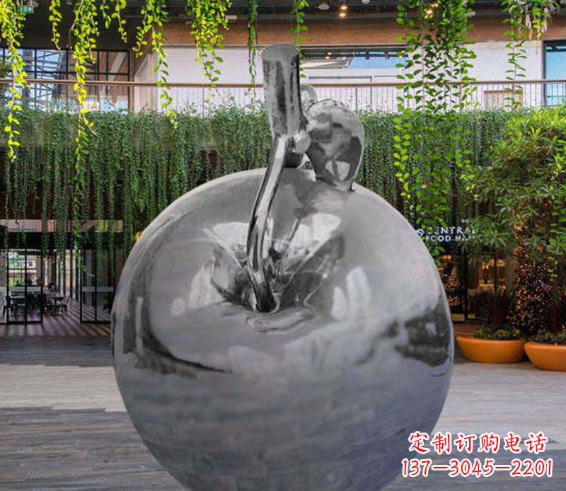 大连公园时尚不锈钢镜面苹果雕塑