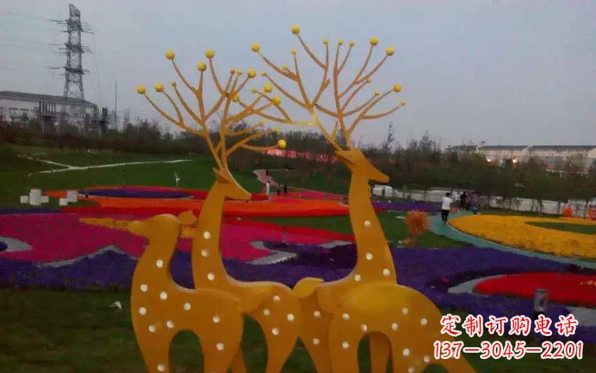 大连不锈钢美陈动物鹿雕塑