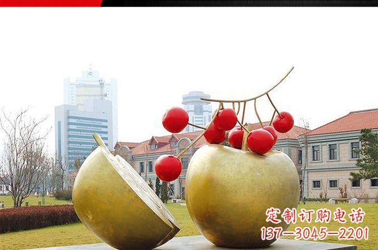 大连公园不锈钢苹果樱桃雕塑