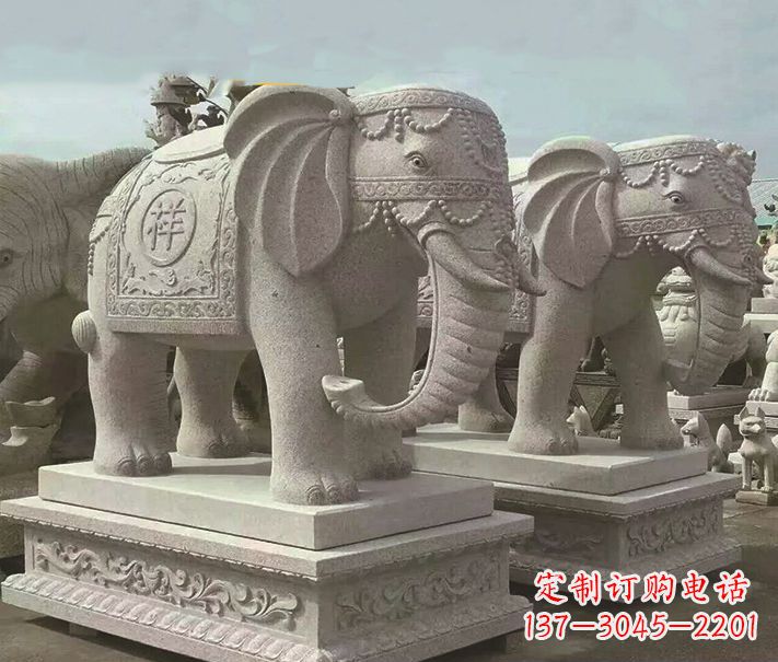 大连精美大象大理石雕塑