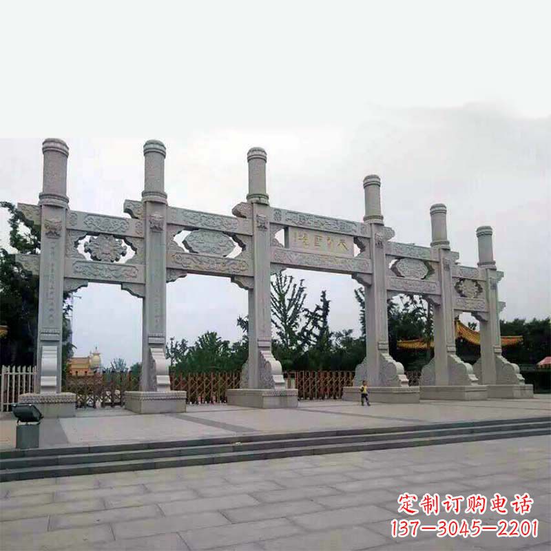 大连精美牌坊雕塑,让公园大门更加精致