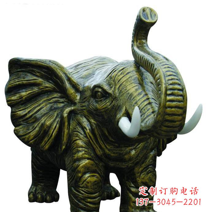大连公园大象动物铜雕