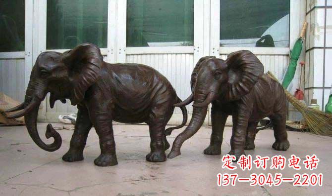 大连公园大象招财动物铜雕