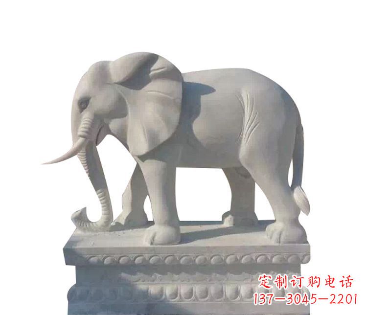 大连公园汉白玉大象动物石雕