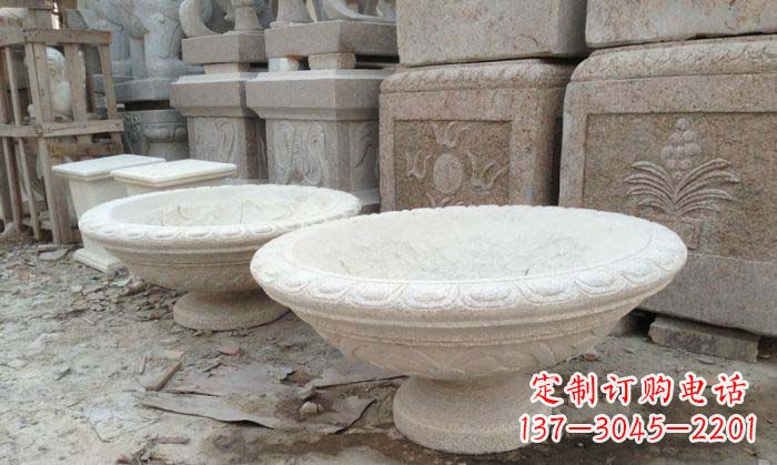大连细腻雅致的大理石花盆石雕