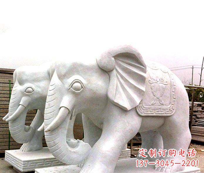 大连精致细腻的大象石雕景观雕塑