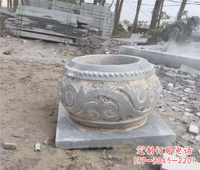 大连公园景观仿古石雕水缸