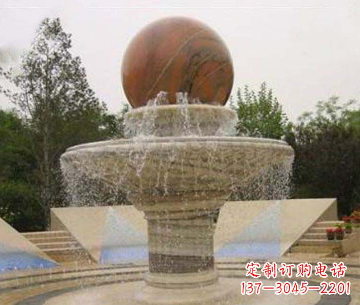 大连公园景观风水球喷泉石雕 (2)