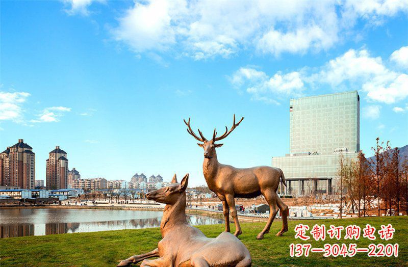 大连公园羚羊动物铜雕 (2)