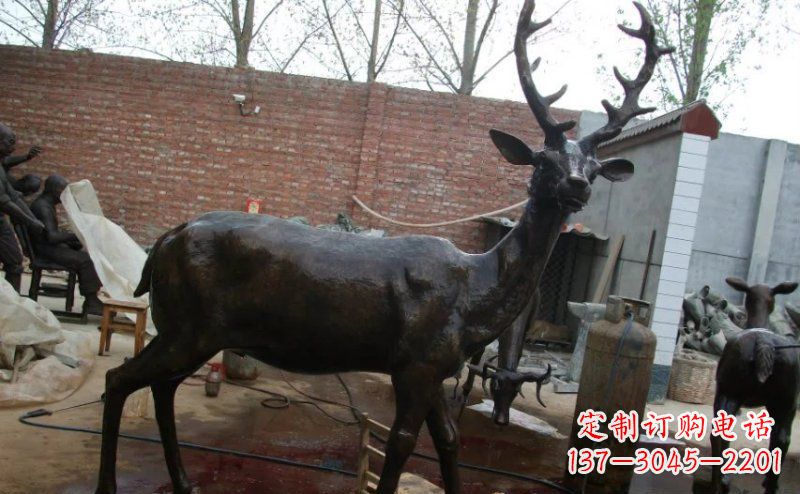 大连精美梅花鹿铜雕,施展艺术之美