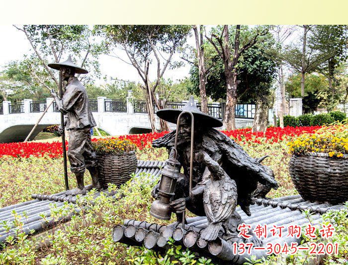 大连把渔民的生活经历融入雕塑——公园人物渔夫铜雕塑