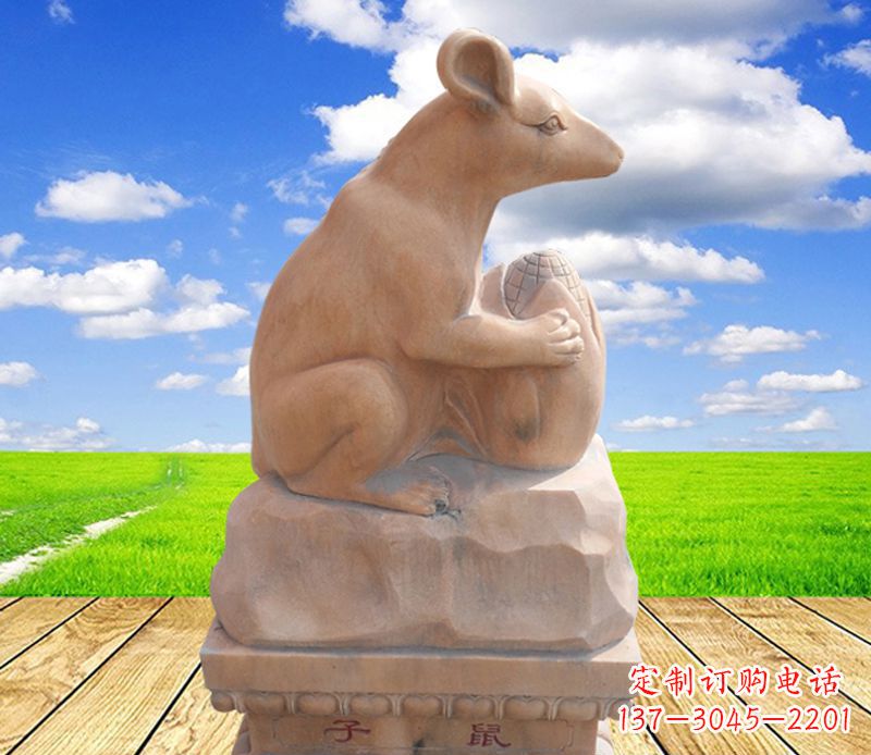 大连公园十二生肖雕塑老鼠石雕