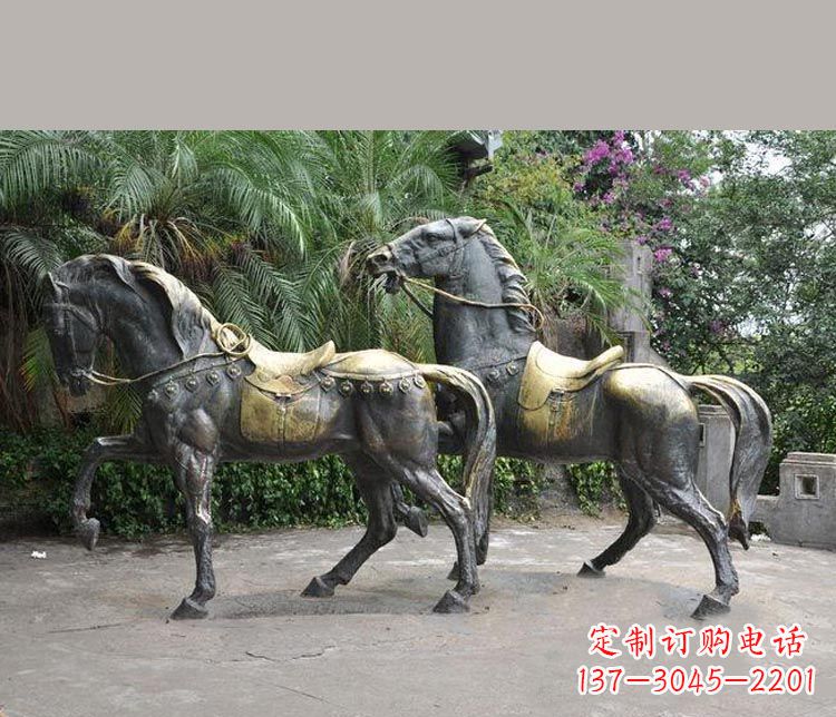 大连公园铜雕戴马鞍的马