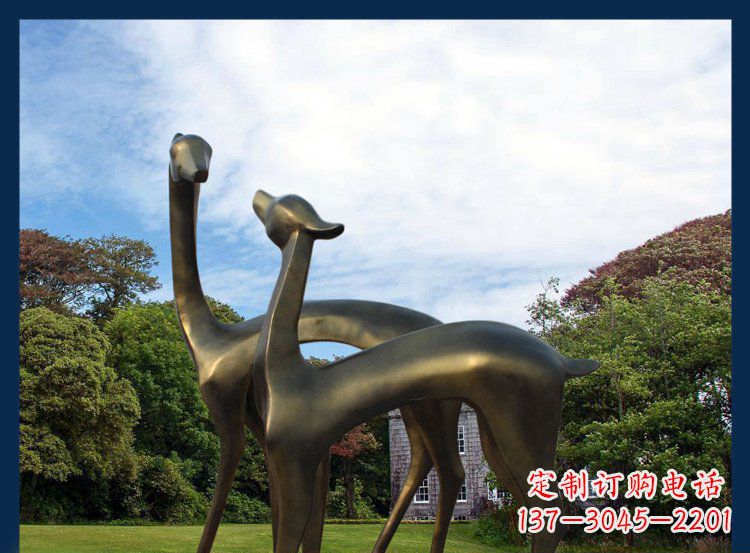 大连公园铜雕金属小鹿动物雕塑