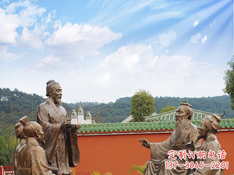 大连公园铜雕孔子讲座人物雕塑