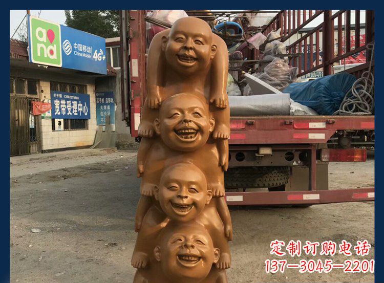 大连公园铜雕罗汉小和尚人物雕塑