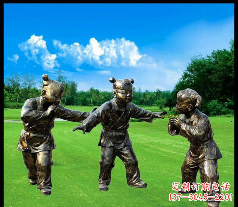 大连精致的儿童铜雕造型,增添公园乐趣