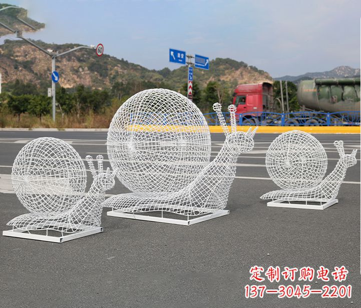 大连公园蜗牛镂空不锈钢雕塑