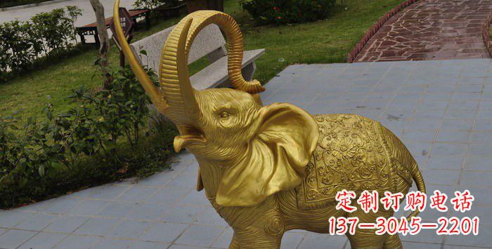 大连公园小象动物铜雕