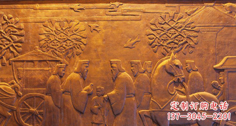 大连古代人物和马车铜浮雕