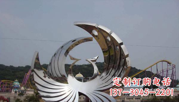 大连广场不锈钢抽象凤凰雕塑 (2)