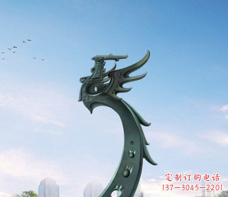 大连中领雕塑|抽象凤凰不锈钢雕塑