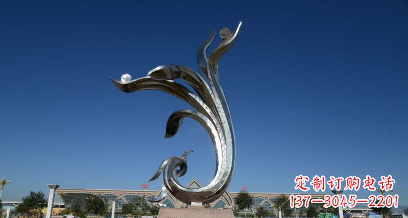 大连优雅迷人的不锈钢抽象凤凰雕塑