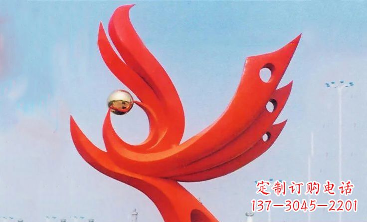 大连新中领雕塑-不锈钢抽象凤凰雕塑