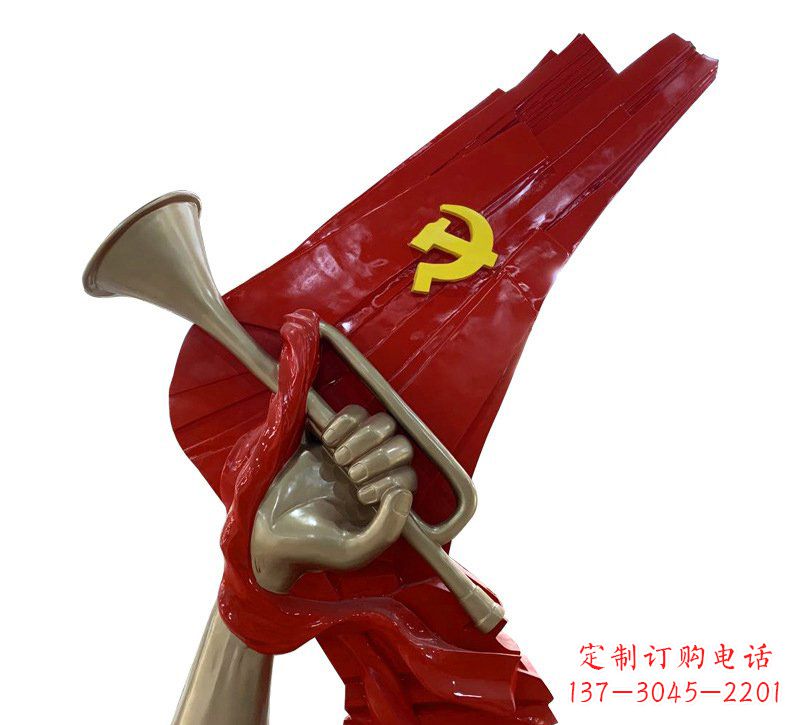大连广场不锈钢党旗军号雕塑