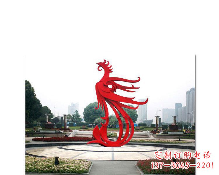 大连广场不锈钢飞翔的凤凰雕塑