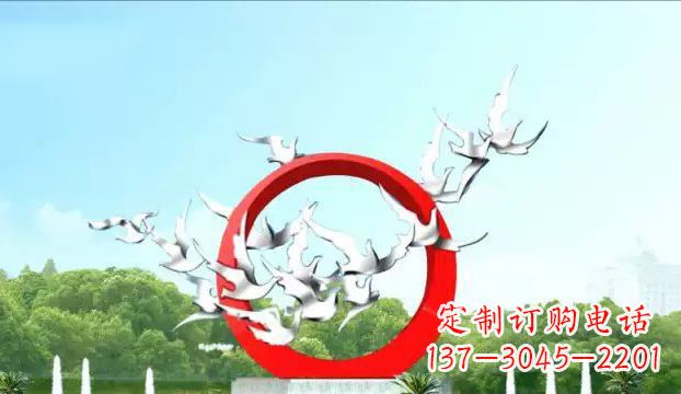 大连华丽优雅的不锈钢鸽子雕塑