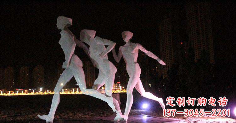大连广场不锈钢跑步的女孩雕塑