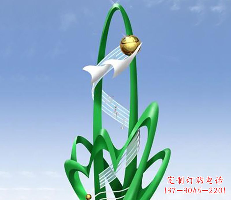 大连广场不锈钢树叶景观雕塑