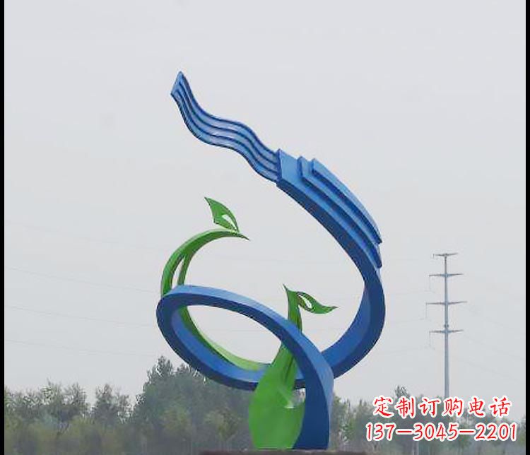 大连完美锻造,彩色不锈钢抽象凤凰雕塑