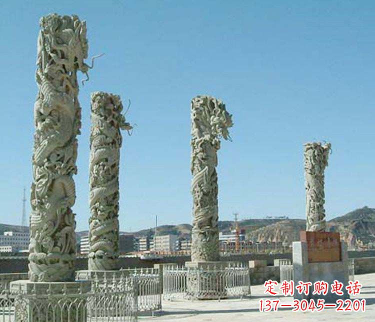 大连中领雕塑的大理石盘龙柱景观石雕