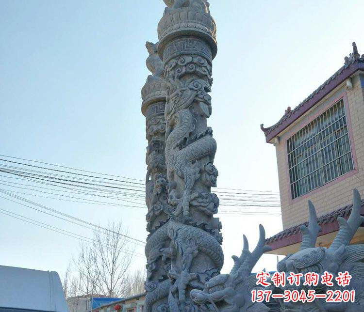 大连广场大理石盘龙柱景观石雕