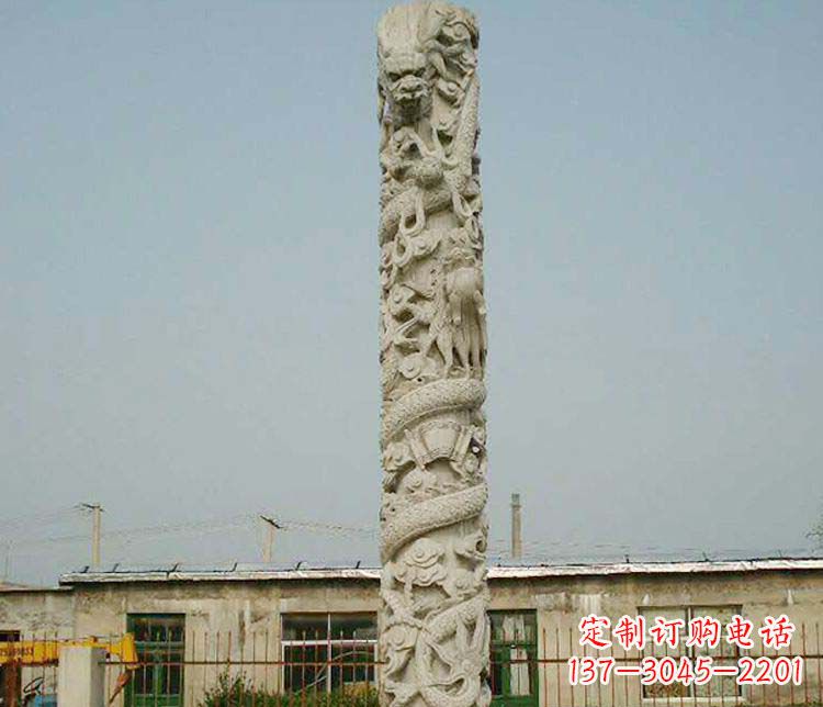 大连中领雕塑——独具特色的大理石盘龙柱雕塑