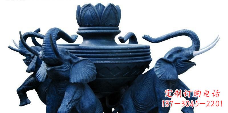 大连广场大象莲花鼎景观铜雕