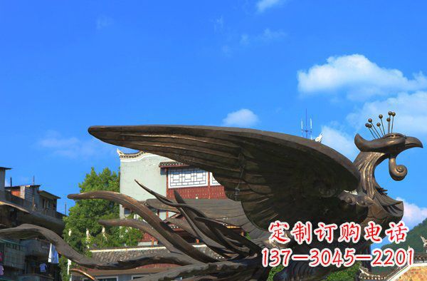 大连广场凤凰动物铜雕