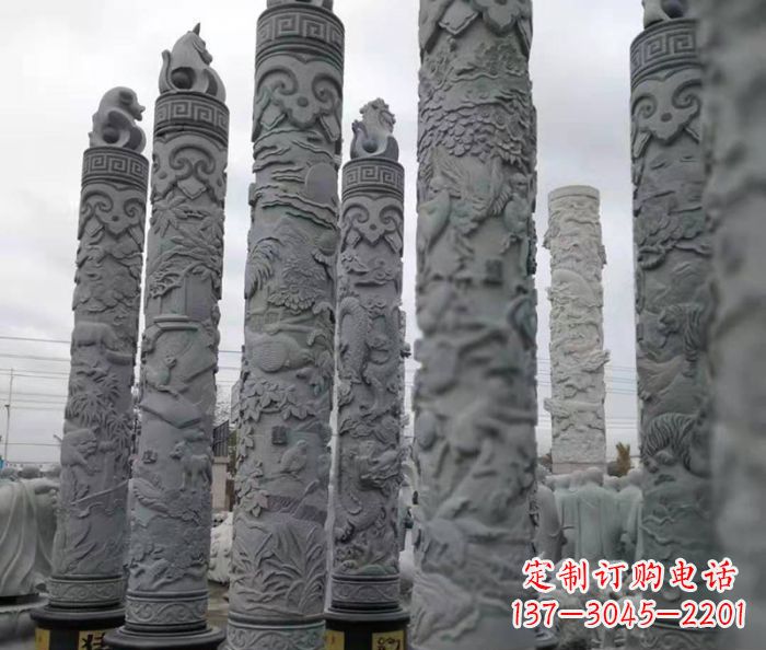 大连中领雕塑:12生肖石柱——精致美观的雕塑定制
