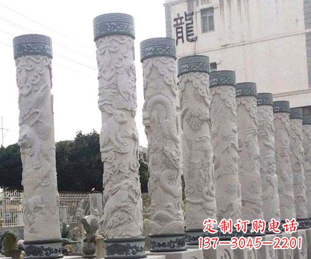 大连中领雕塑大理石古典龙柱石雕