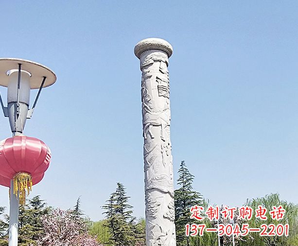 大连广场景观大理石龙柱石雕 (6)